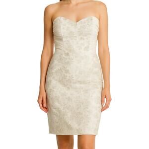 Vintage Gunne Sax Jessica McClintock Strapless Dress Sequin USA Bow Slit White S